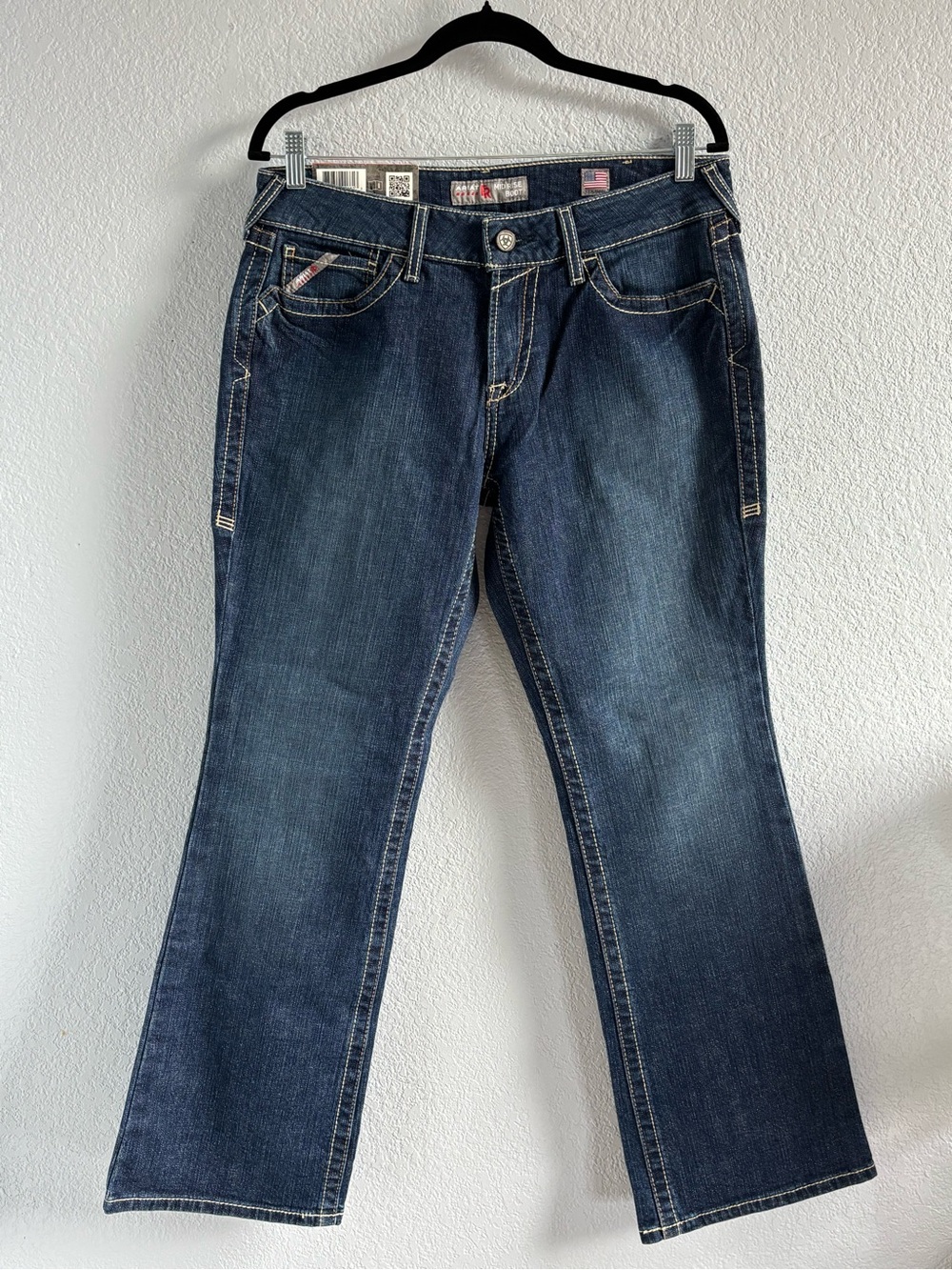 Ariat FR M4 Low Rise Boot Cut Jeans with Flag Accent- Size 30S